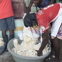 Mixing Cassava Flour into Dough