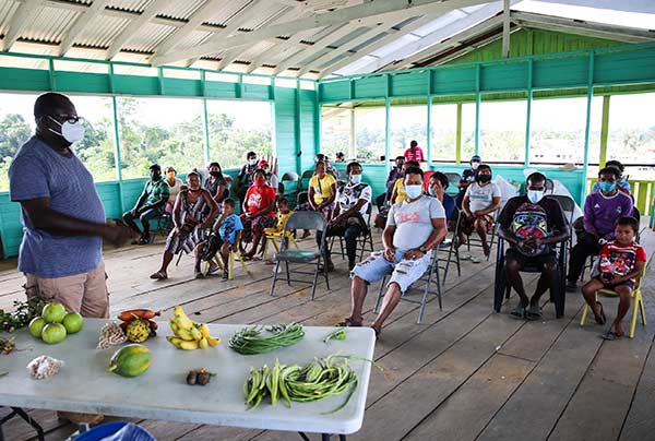 Farmers being trained at a food for the poor facility in guyana