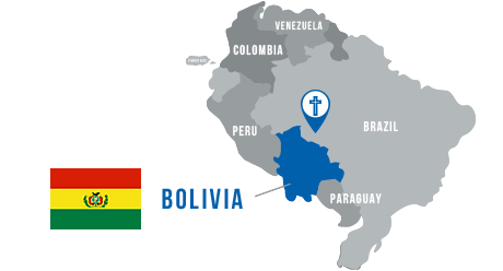 A map of South America with Bolivia highlighted.