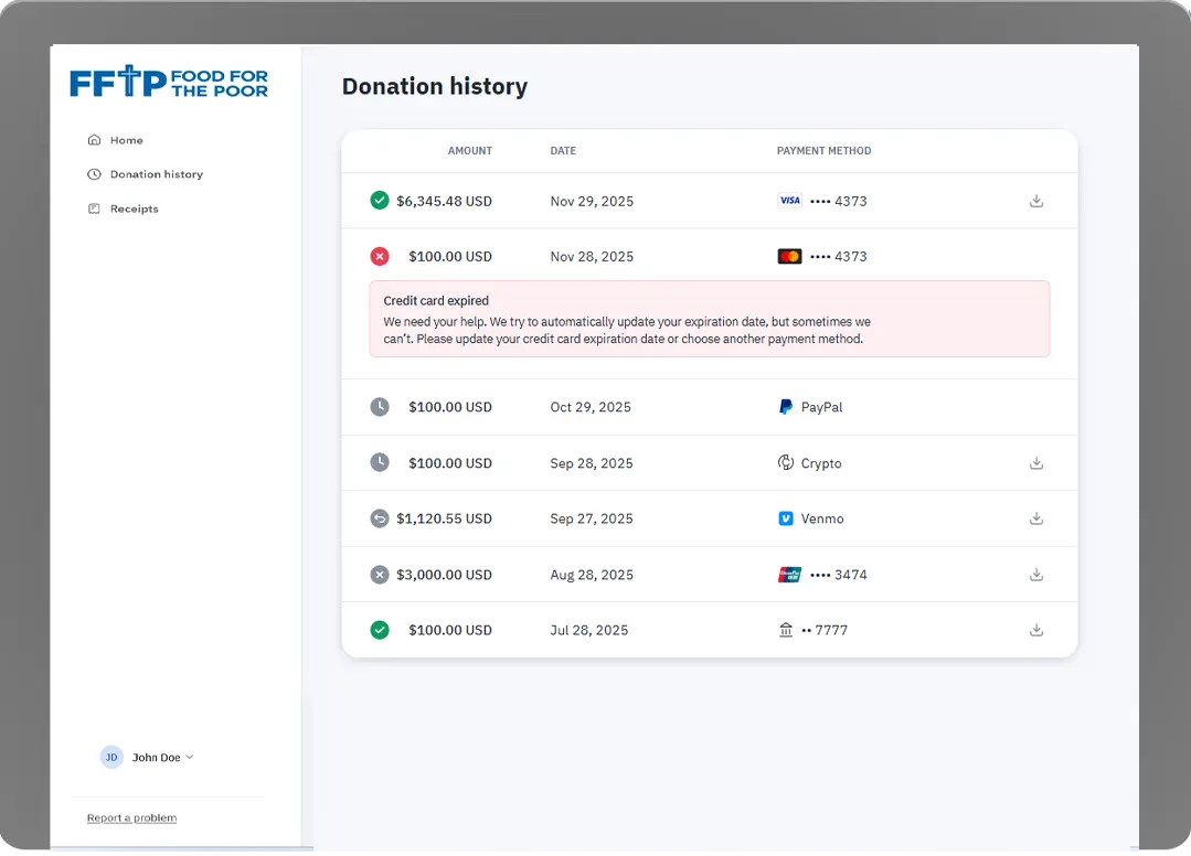Credit card expired alert