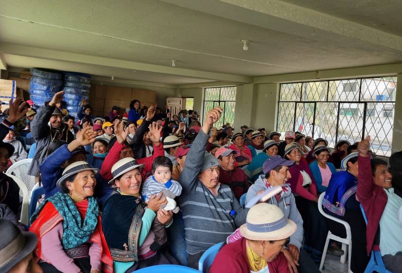 A community in Ecuador receives training on water, sanitation, and hygiene