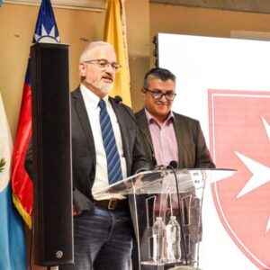 Jeff Alexander of FFTP speaks at a ceremony in Guatemala