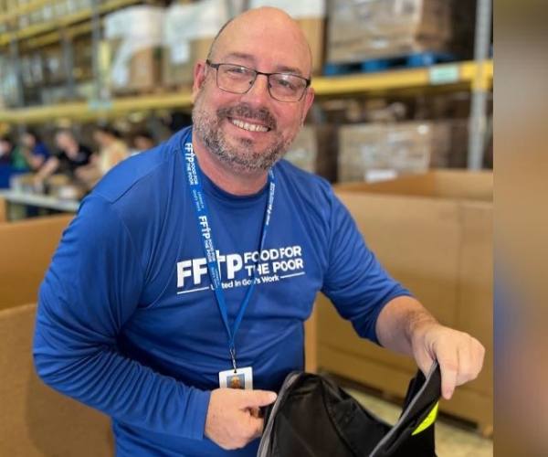 Javier Ramirez working in the FFTP warehouse