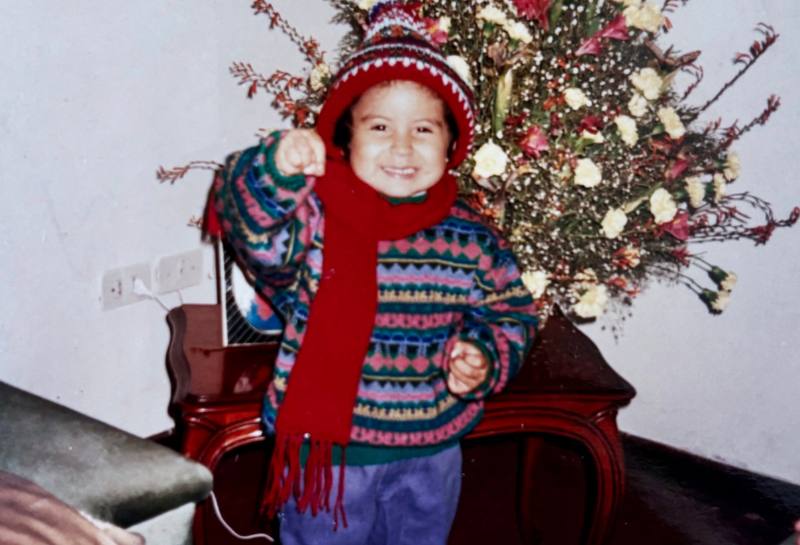 Maria Fernanda Rios as a child at Christmas