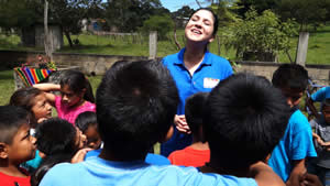 Christian singer Jaci Velasquez sings to children in Guatemala.