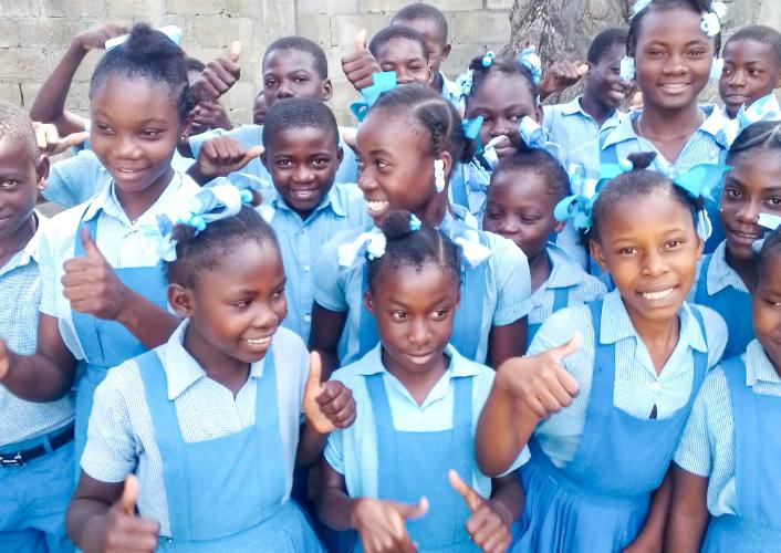 A group of girls in Haiti who will benefit from the Nativity Catholic Church donation